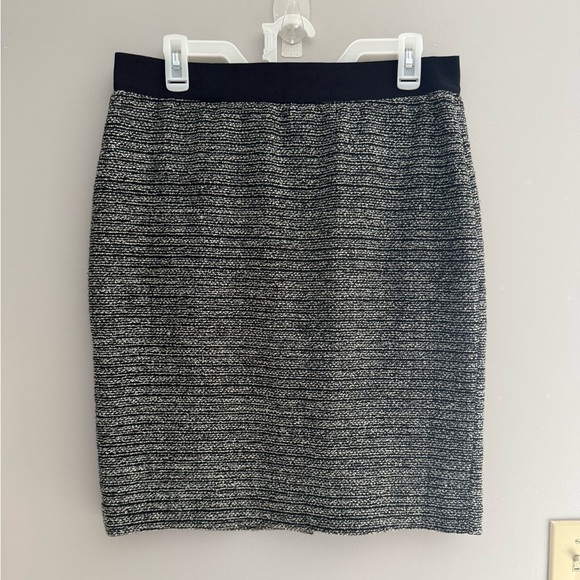 Ann Taylor Womens Skirt 10 Black Ivory Textured Tweed Pencil New Professional - Picture 1 of 7